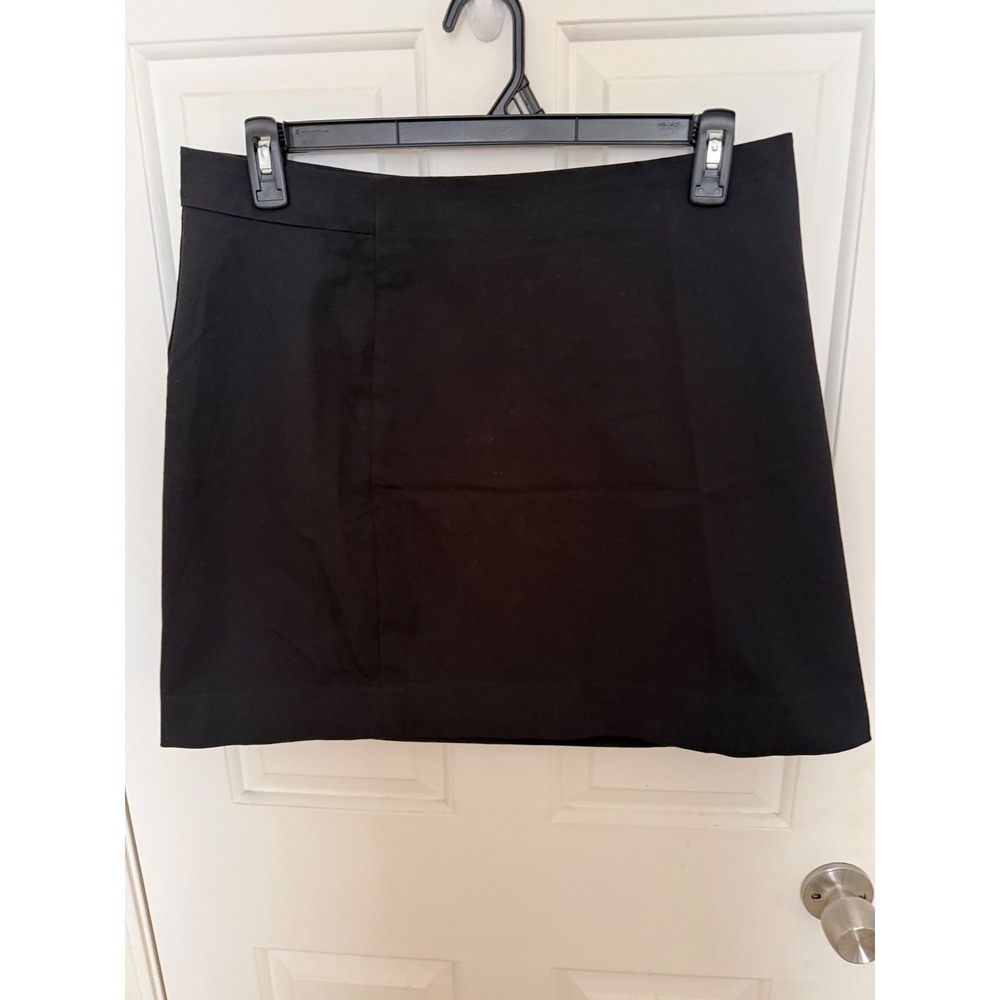 Everlane Black Cotton Stretch Mini Skirt Size 14 Side Zip A-Line Workwear